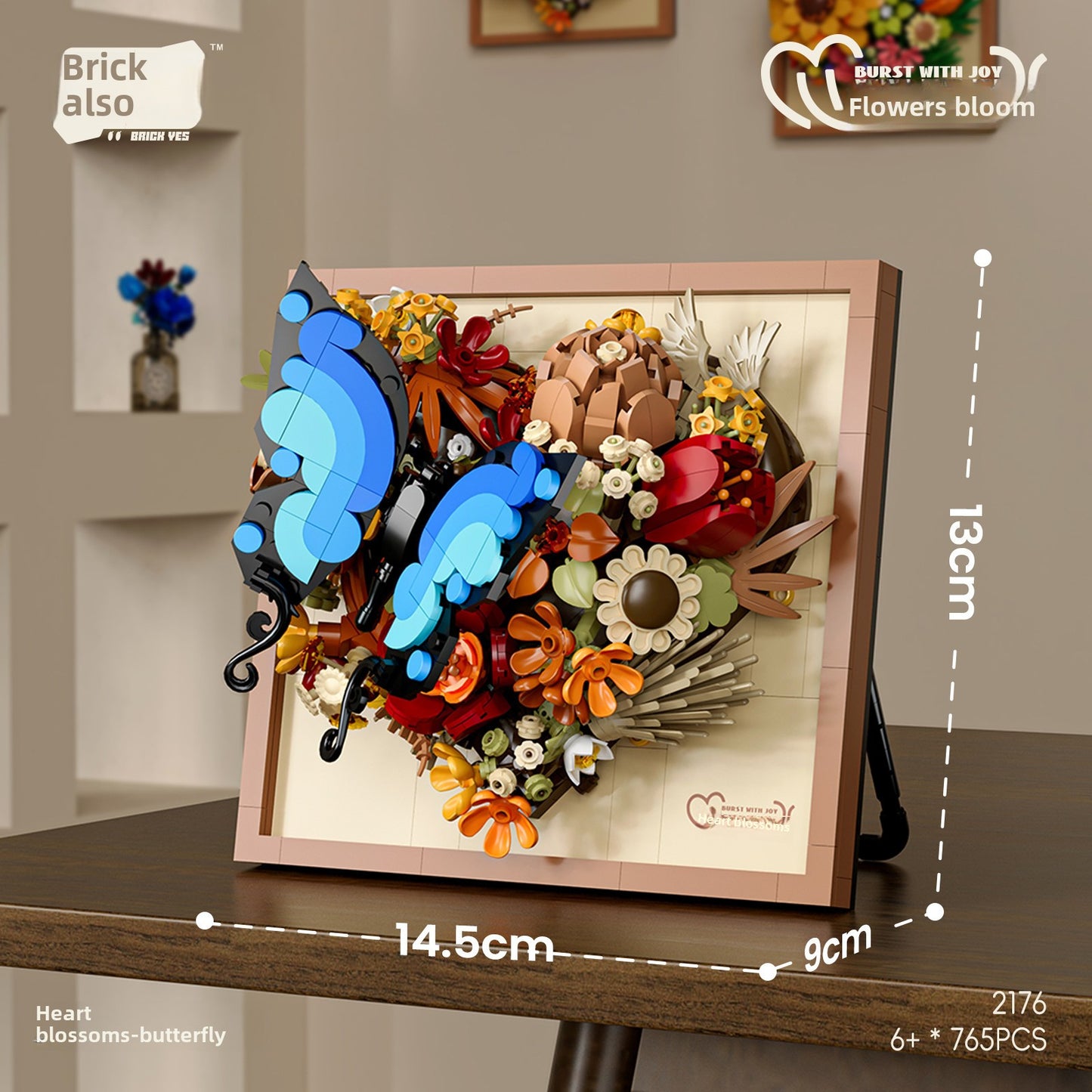 Building Blocks Blooming Photo Frame Flower Ornaments Puzzle Assembling Building Blocks Flower Toy Model Gift 2176 · Happy-Butterfly