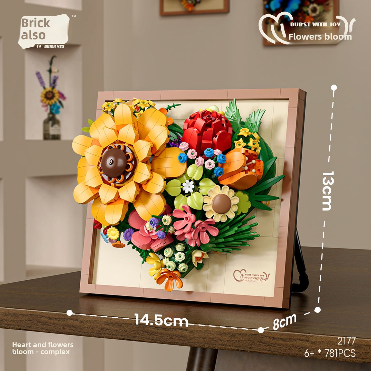 Building Blocks Blooming Photo Frame Flower Ornaments Puzzle Assembling Building Blocks Flower Toy Model Gift 2177 · Blooming-Complex