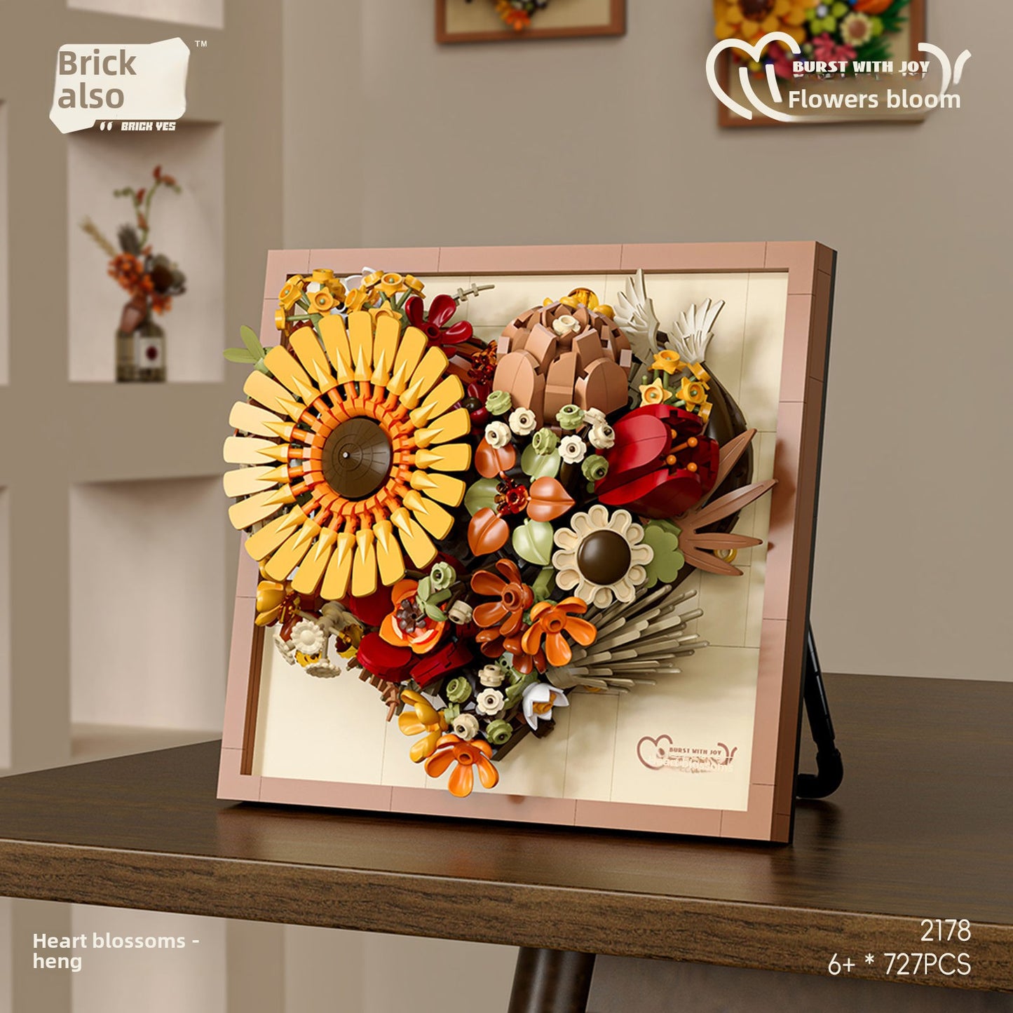 Building Blocks Blooming Photo Frame Flower Ornaments Puzzle Assembling Building Blocks Flower Toy Model Gift