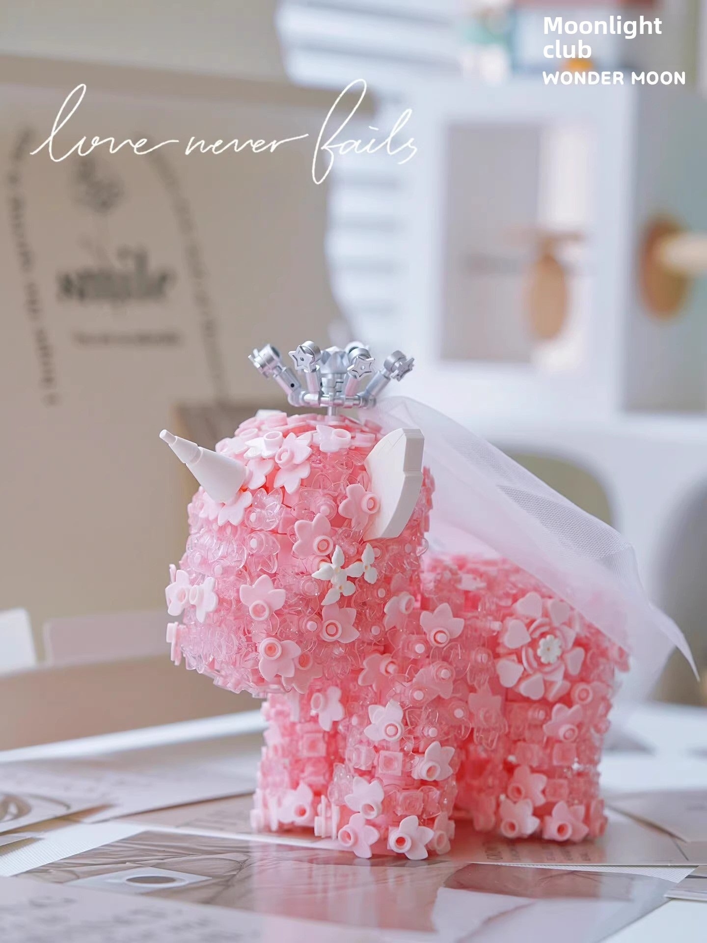 Building Block Gift Girl Flower Unicorn Ornaments Fantasy Creative Small Particles Building Blocks Toy