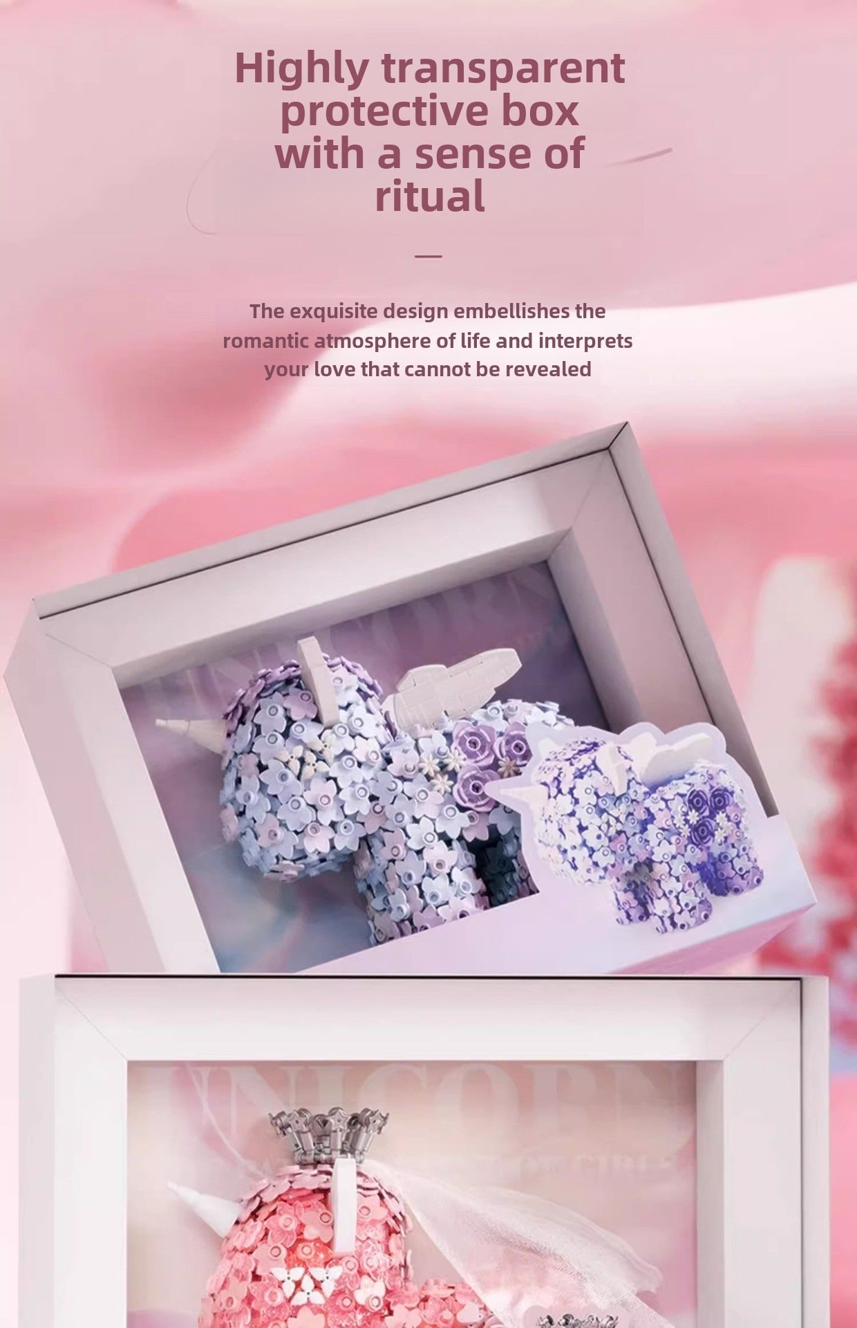 Building Block Gift Girl Flower Unicorn Ornaments Fantasy Creative Small Particles Building Blocks Toy