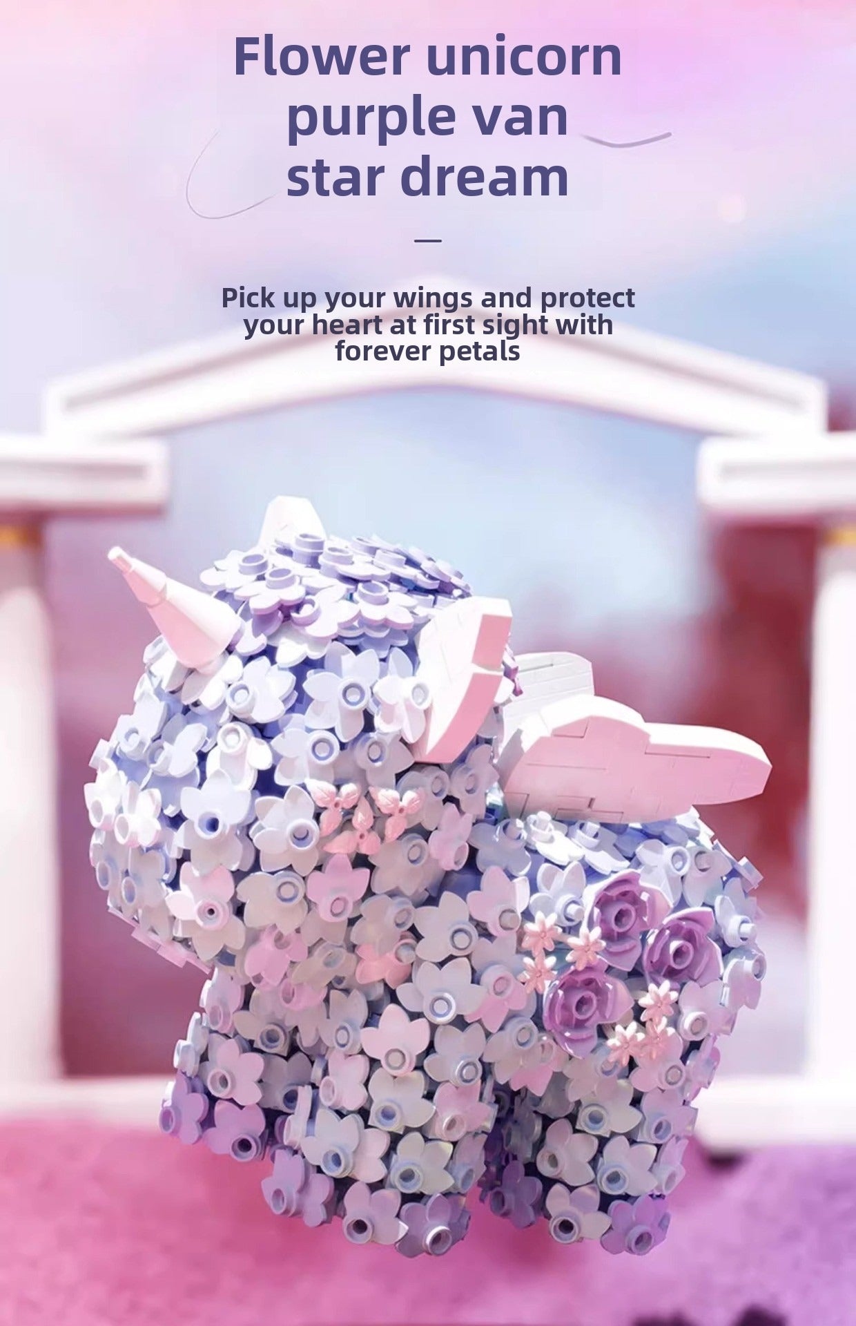 Building Block Gift Girl Flower Unicorn Ornaments Fantasy Creative Small Particles Building Blocks Toy