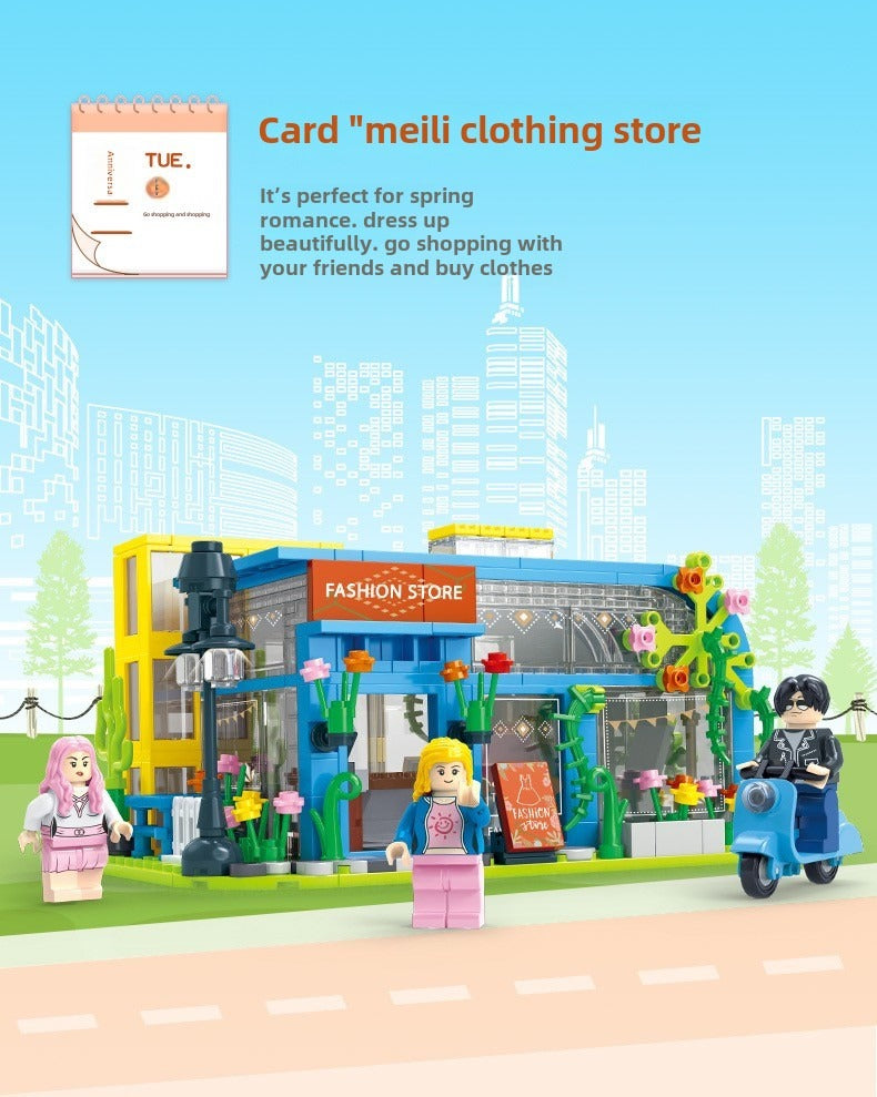 Building Blocks Modern Street View Building Assembling Girl Series Building Blocks Assembling Gift