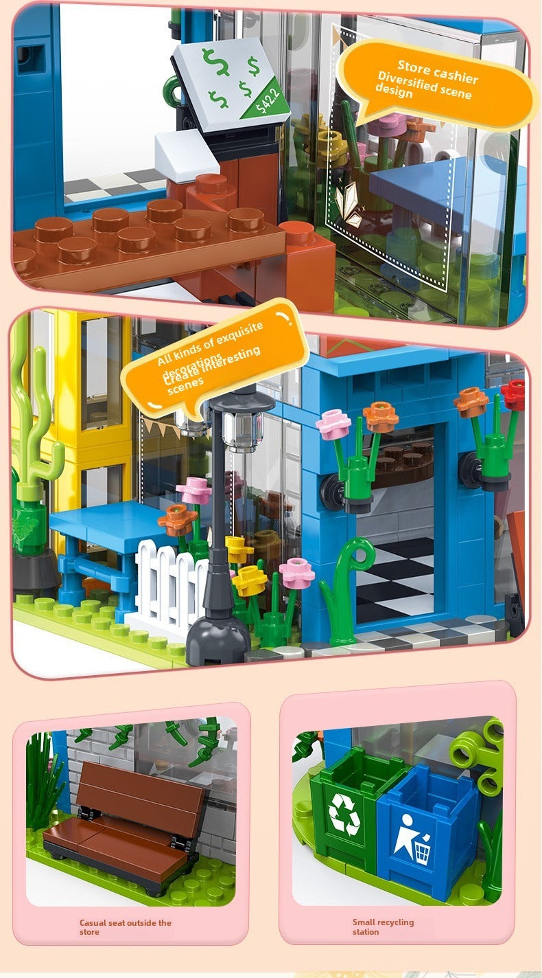 Building Blocks Modern Street View Building Assembling Girl Series Building Blocks Assembling Gift