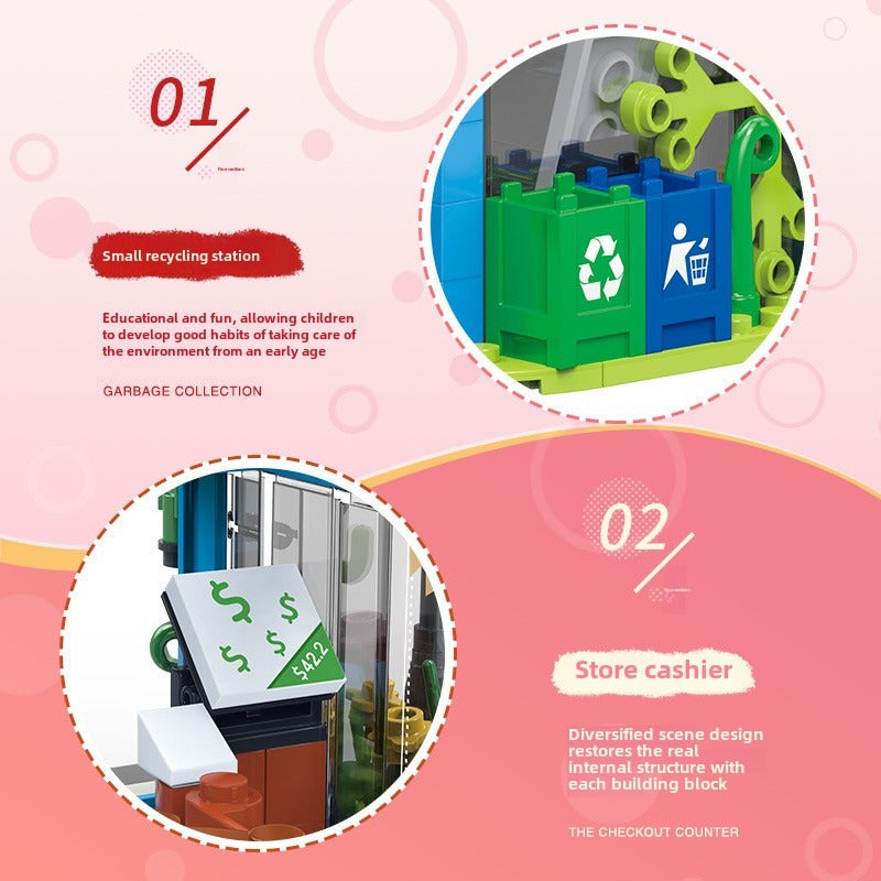 Building Blocks Modern Street View Building Assembling Girl Series Building Blocks Assembling Gift