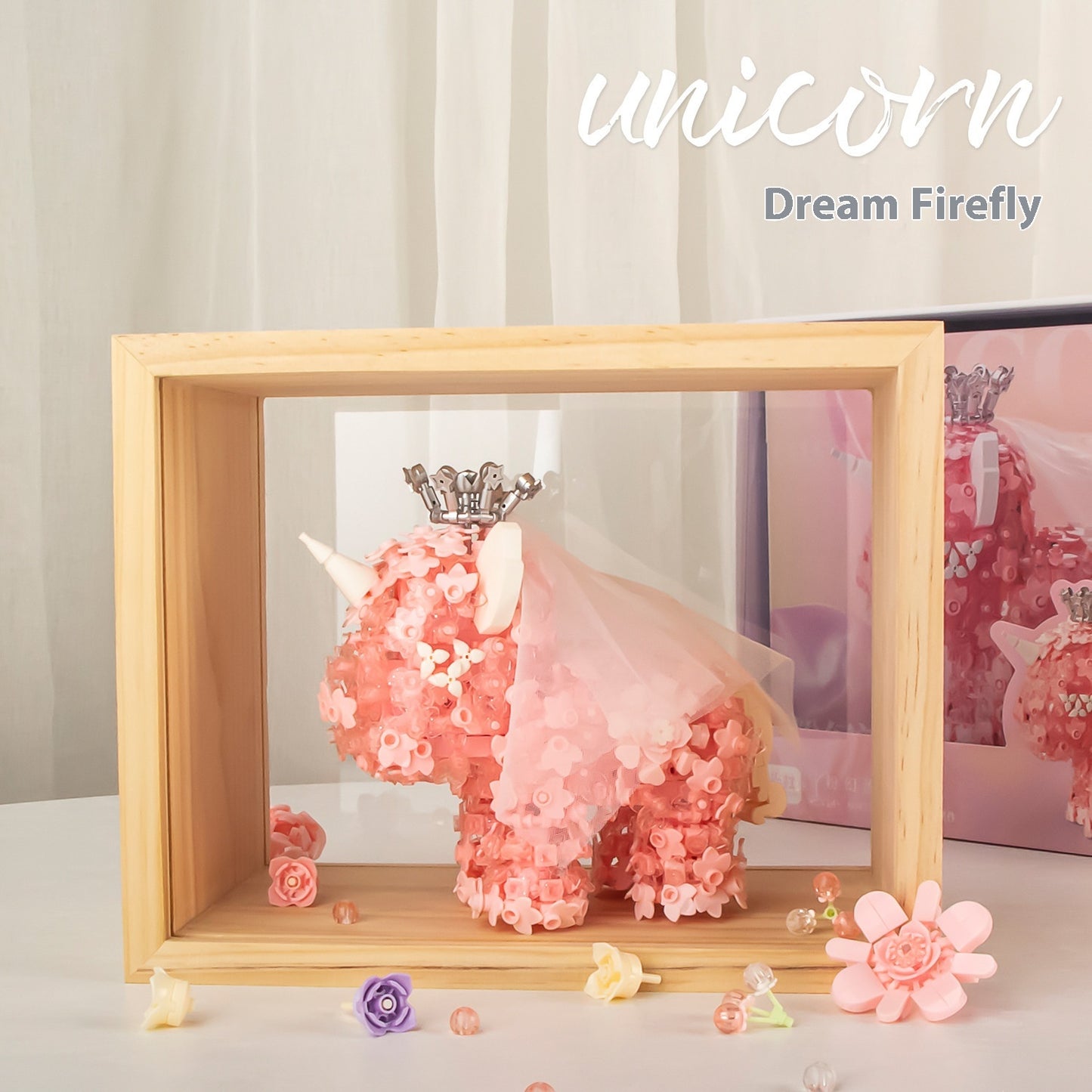 Building Block Gift Girl Flower Unicorn Ornaments Fantasy Creative Small Particles Building Blocks Toy