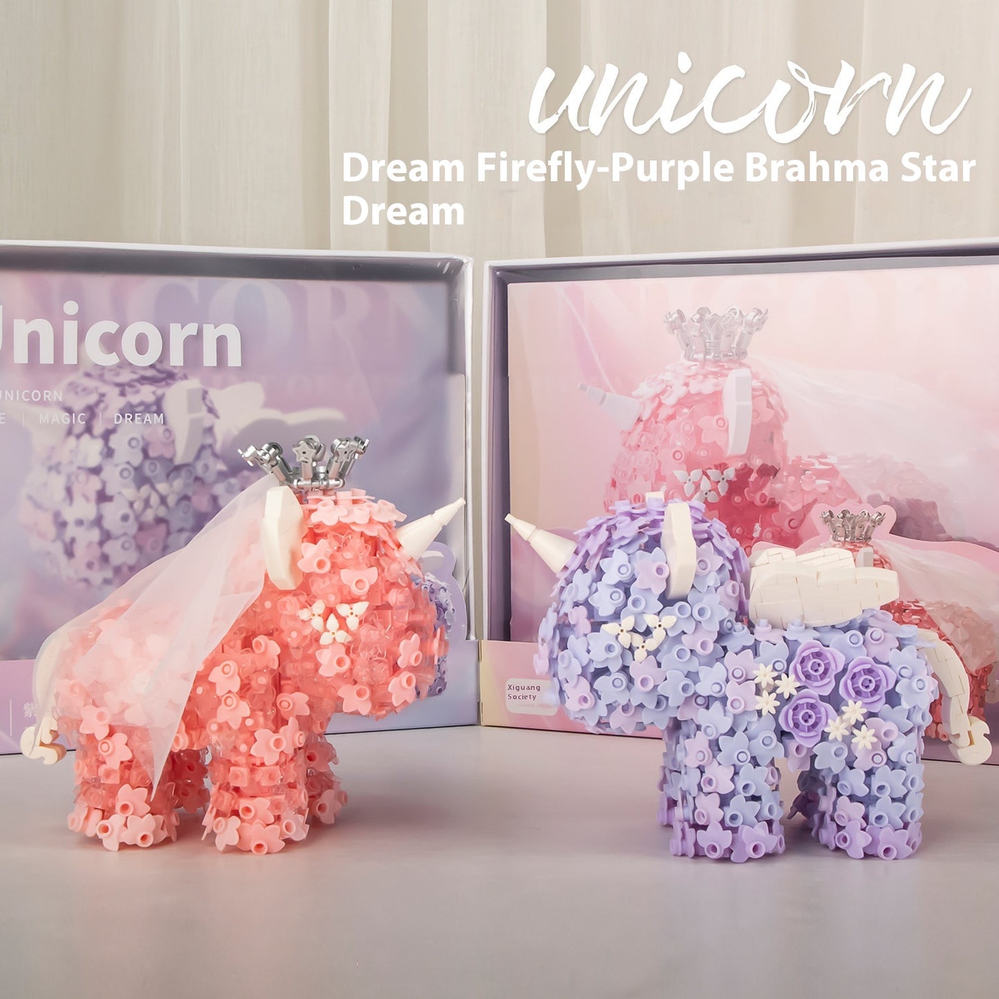 Building Block Gift Girl Flower Unicorn Ornaments Fantasy Creative Small Particles Building Blocks Toy