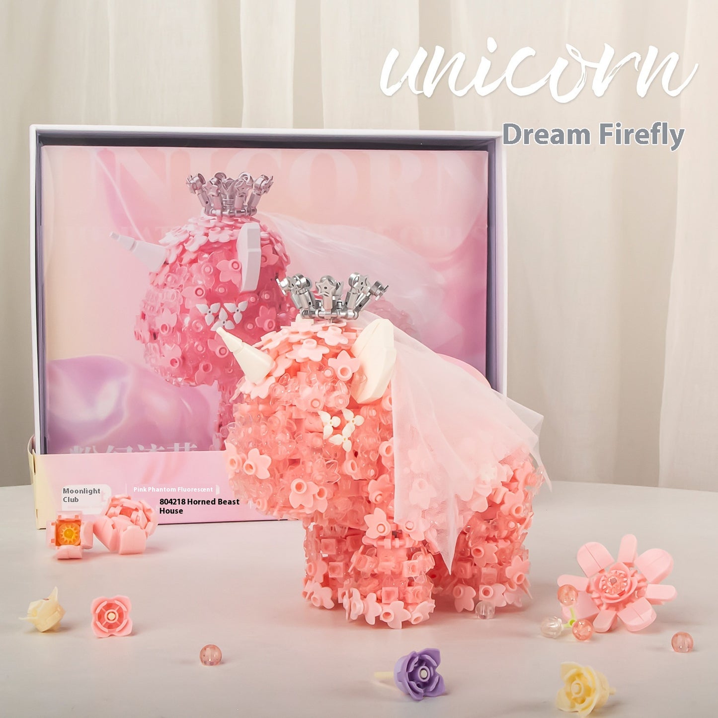 Building Block Gift Girl Flower Unicorn Ornaments Fantasy Creative Small Particles Building Blocks Toy