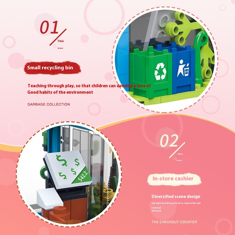 Building Blocks Modern Street View Building Assembling Girl Series Building Blocks Assembling Gift
