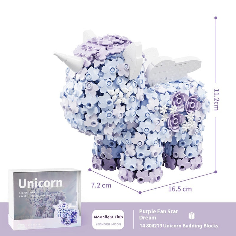 Building Block Gift Girl Flower Unicorn Ornaments Fantasy Creative Small Particles Building Blocks Toy 804219 Zifan Xingmeng (1360pcs)