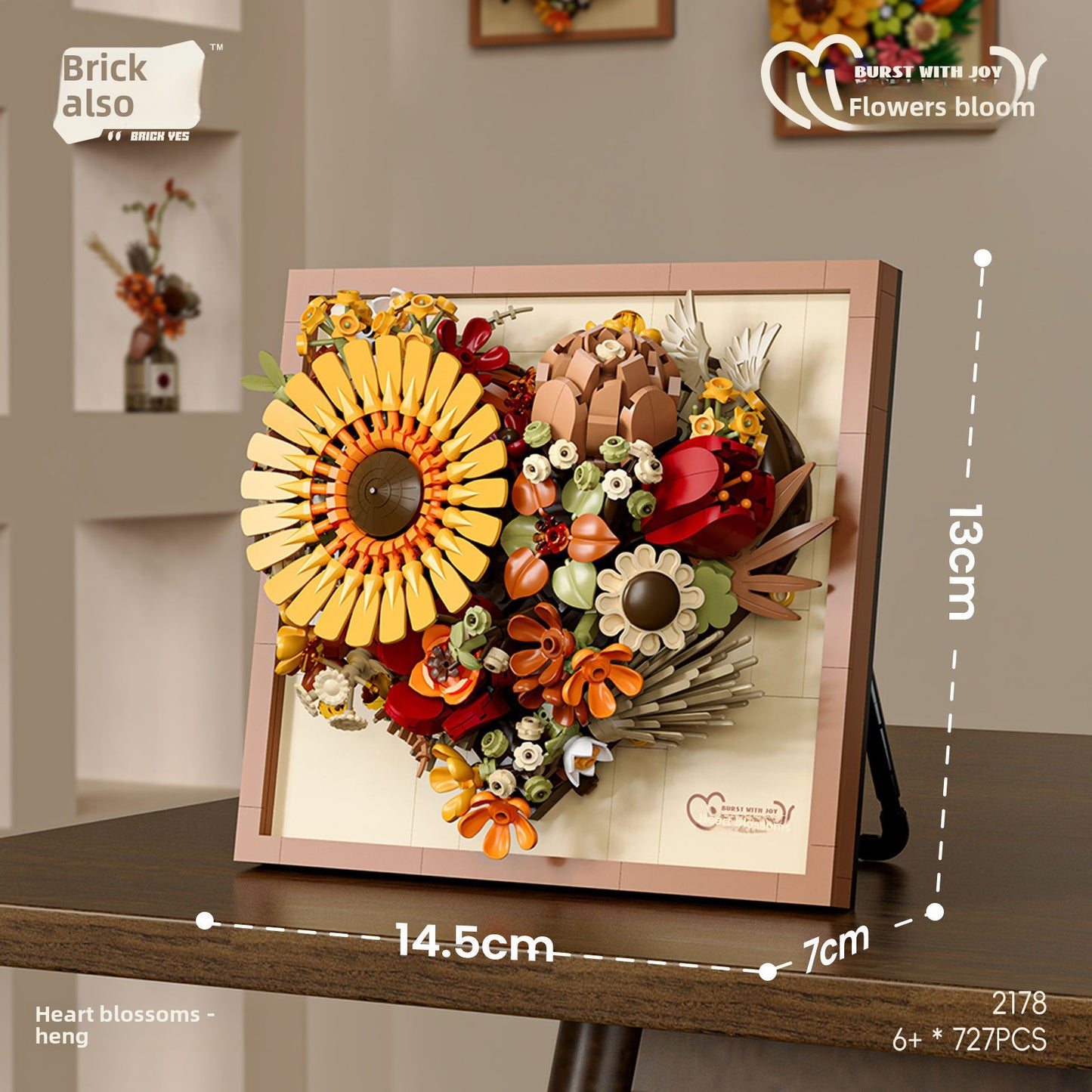 Building Blocks Blooming Photo Frame Flower Ornaments Puzzle Assembling Building Blocks Flower Toy Model Gift 2178 · Blooming-Heng