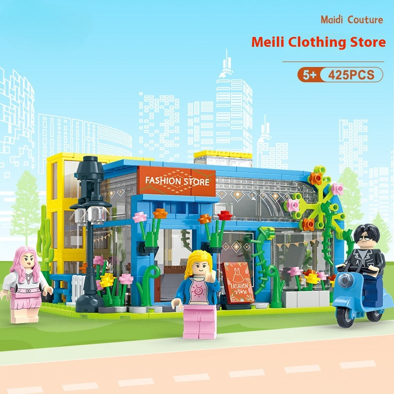Building Blocks Modern Street View Building Assembling Girl Series Building Blocks Assembling Gift Mellie Clothing Store-427pcs