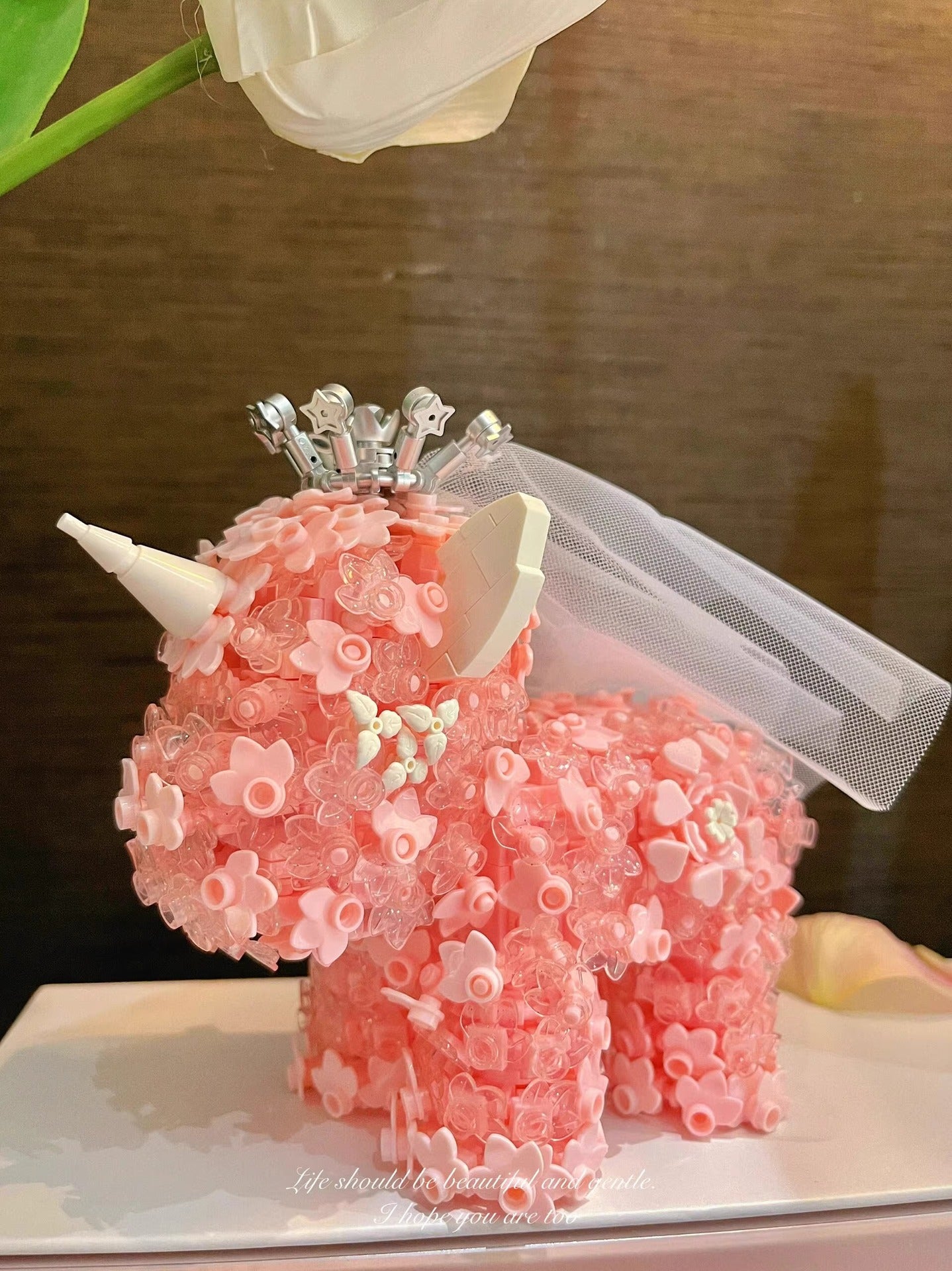 Building Block Gift Girl Flower Unicorn Ornaments Fantasy Creative Small Particles Building Blocks Toy