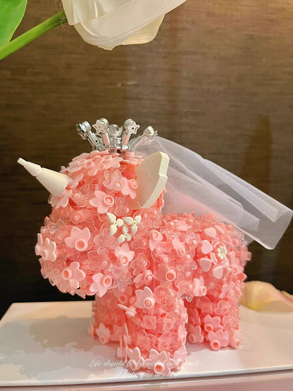 Building Block Gift Girl Flower Unicorn Ornaments Fantasy Creative Small Particles Building Blocks Toy